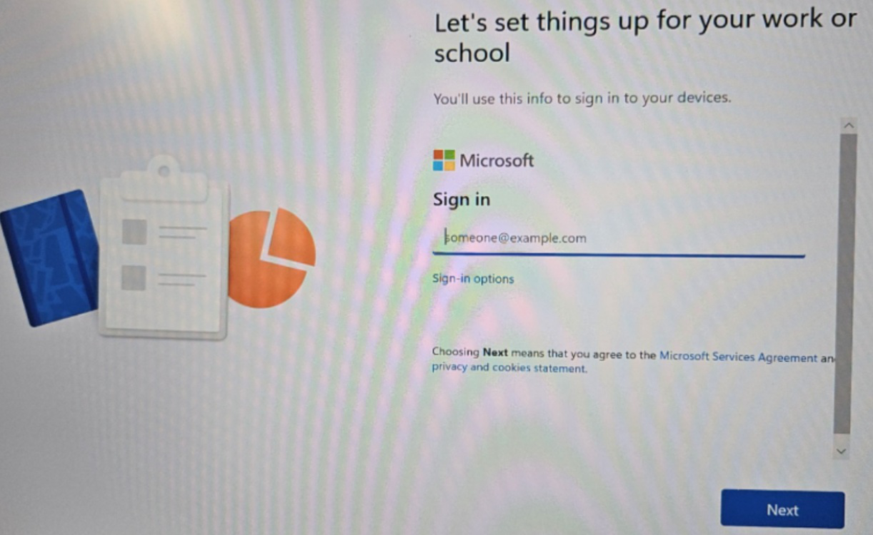 OOBE sign-in screen after unexpected reboot