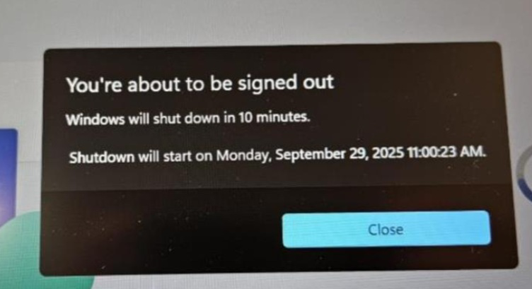 Unexpected shutdown popup during Autopilot ESP